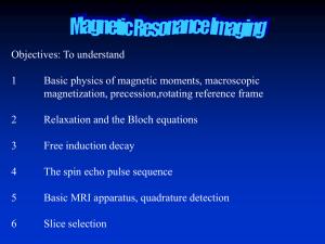 Objectives: To understand 1 Basic physics of magnetic moments, macroscopic