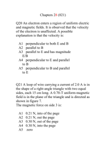 Chapters 2 (021) Q20 An electron enters a region of uniform electric