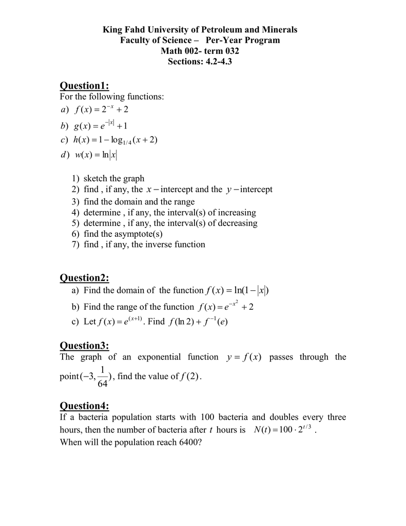 King Fahd University Of Petroleum And Minerals Math 002 Term 032