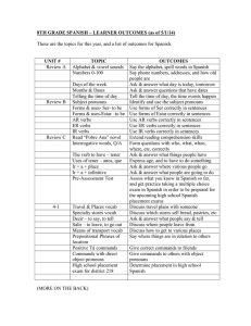 8TH GRADE SPANISH – LEARNER OUTCOMES (as of 5/1/14)  UNIT # TOPIC