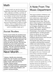 A Note From The Music Department