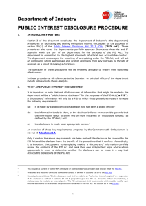 Department of Industry PUBLIC INTEREST DISCLOSURE PROCEDURE