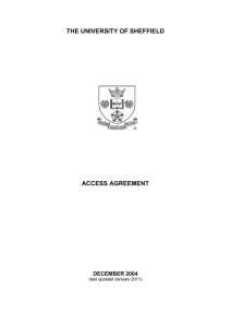 THE UNIVERSITY OF SHEFFIELD ACCESS AGREEMENT  DECEMBER 2004