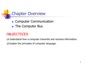Chapter Overview Objectives Computer Communication The Computer Bus