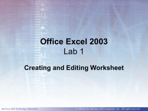 Office Excel 2003 Lab 1 Creating and Editing Worksheet McGraw-Hill Technology Education