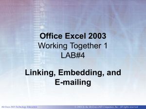 Office Excel 2003 Linking, Embedding, and E-mailing Working Together 1