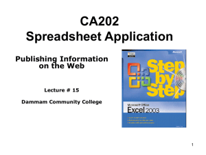 CA202 Spreadsheet Application Publishing Information on the Web