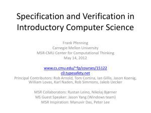 Specification and Verification in Introductory Computer Science