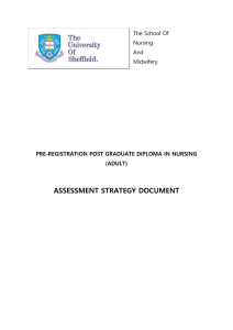 ASSESSMENT STRATEGY DOCUMENT The School Of Nursing And