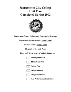 Sacramento City College Unit Plan Completed Spring 2002
