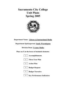 Sacramento City College Unit Plans Spring 2005