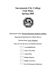 Sacramento City College Unit Plans Spring 2005