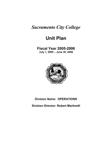 Sacramento City College Unit Plan Fiscal Year 2005-2006