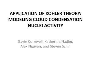 APPLICATION OF KOHLER THEORY: MODELING CLOUD CONDENSATION NUCLEI ACTIVITY Gavin Cornwell, Katherine Nadler,
