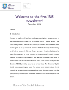 Welcome to the first IRiS newsletter! December 2009