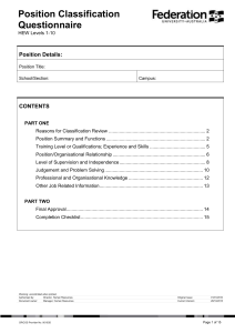 Position Classification Questionnaire Position Details: CONTENTS