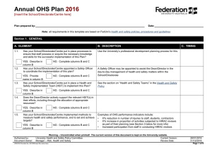 Annual OHS Plan  [Insert the School/Directorate/Centre here] Section 1.  GENERAL