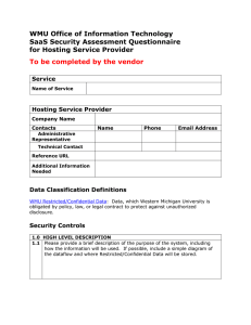 WMU Office of Information Technology SaaS Security Assessment Questionnaire