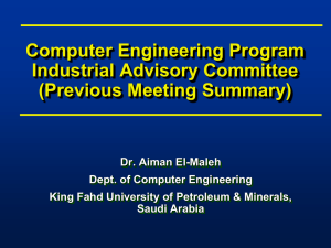 Computer Engineering Program Industrial Advisory Committee (Previous Meeting Summary)