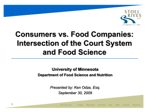 Consumers vs. Food Companies: Intersection of the Court System and Food Science