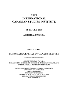 2009 INTERNATIONAL CANADIAN STUDIES INSTITUTE