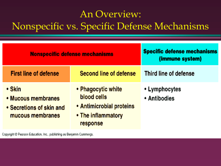 An Overview Nonspecific Vs Specific Defense Mechanisms