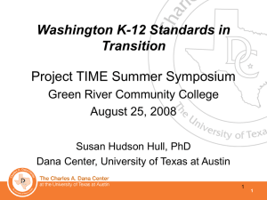 Project TIME Summer Symposium Washington K-12 Standards in Transition Green River Community College