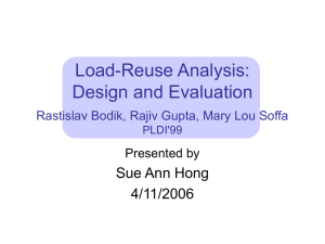Load-Reuse Analysis: Design and Evaluation Sue Ann Hong 4/11/2006