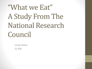 “What we Eat” A Study From The National Research Council