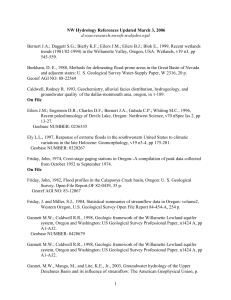 Bernert J.A.; Daggett S.G.; Bierly K.F.; Eilers J.M.; Eilers B.J.;... trends (1981/82-1994) in the Willamette Valley, Oregon, USA: Wetlands, v19... NW Hydrology References Updated March 3, 2006