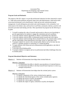 Assessment Plan Department of Criminology and Criminal Justice Bachelor of Science Program