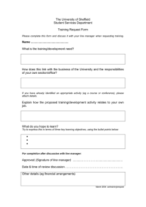 The University of Sheffield Student Services Department  Training Request Form