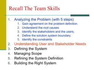 Recall The Team Skills Analyzing the Problem (with 5 steps) 1.