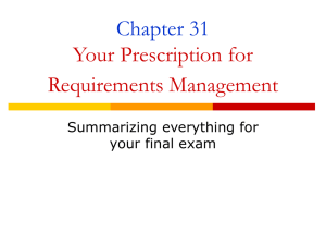 Chapter 31 Your Prescription for Requirements Management Summarizing everything for