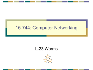 15-744: Computer Networking L-23 Worms