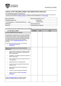 CASUAL STAFF PRE-EMPLOYMENT AND ORIENTATION CHECKLIST  HR SERVICE CENTRE