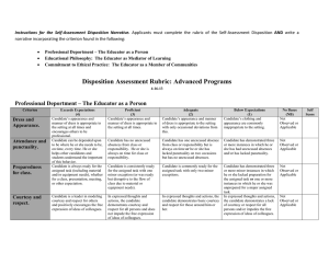 Instructions  for  the  Self-Assessment  Disposition ... narrative incorporating the criterion found in the following: