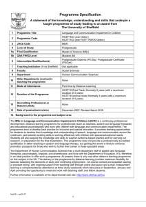 Programme Specification