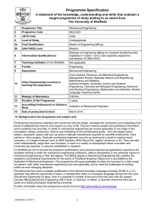 Mechanical Engineering MECU001 H300 Undergraduate