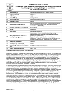 Mechanical Engineering with a Year in Industry MECU014 H300 Undergraduate