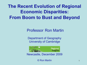 The Recent Evolution of Regional Economic Disparities: Professor Ron Martin