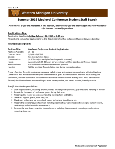 Summer 2016 Medieval Conference Student Staff Search