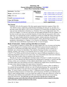 Chemistry 140 Course Information and Syllabus: Green River Community College