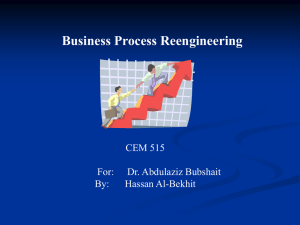 Business Process Reengineering CEM 515 For: Dr. Abdulaziz Bubshait