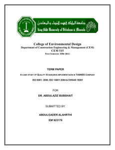College of Environmental Design CEM 515