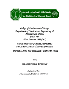 College of Environmental Design Department of Construction Engineering &amp; Management (CEM)