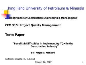 King Fahd University of Petroleum &amp; Minerals Term Paper