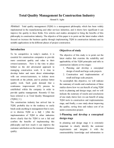 Total Quality Management In Construction Industry  Abstract: