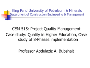 CEM 515: Project Quality Management study of 8-Phases implementation