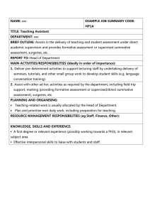 academic supervision and provides formative assessment or supervised summative NAME: